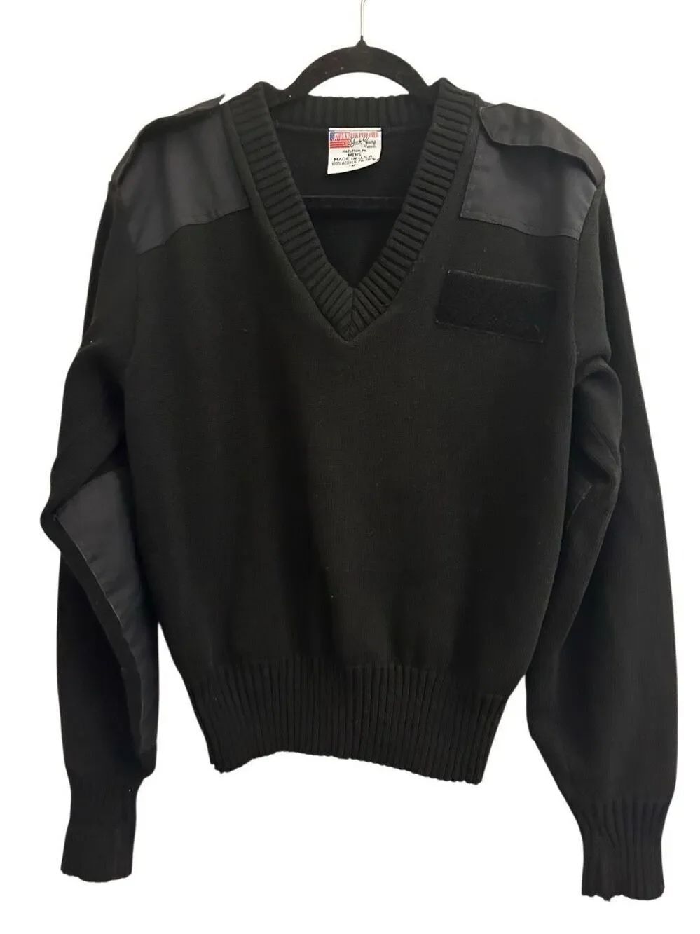 Vintage 80's NAVY Neck Pullover by Jack Young Sweater sz M Military Issued made